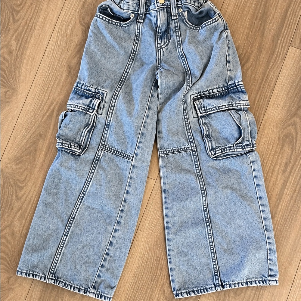 Old Navy Light Blue Wide-Leg Cargo Jeans for Kids
